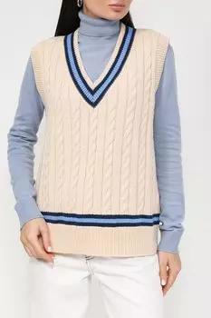 Жилет вязаный с V-вырезом контрастной отделкой BELUCCI