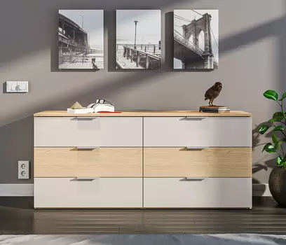 Комод Афина СБ-3325 Дуб Винченца/Дуб Винченца,Кашемир серый