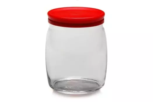Cesni" банка с красной пластиковой крышкой