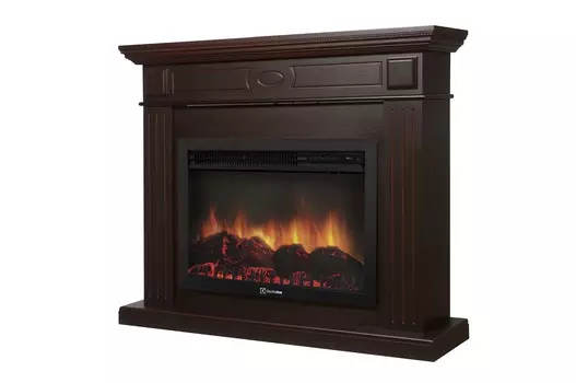 Камин Electrolux EFP/P-2520LS с порталом Bianco 25 шпон темный дуб