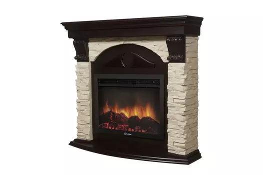 Камин Electrolux EFP/P-2520LS с порталом Torre 25U (угловой) камень слоновая кость, шпон темный дуб