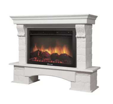 Камин Electrolux EFP/P-3020LS с порталом Forte 30S камень белый, шпон белёный дуб