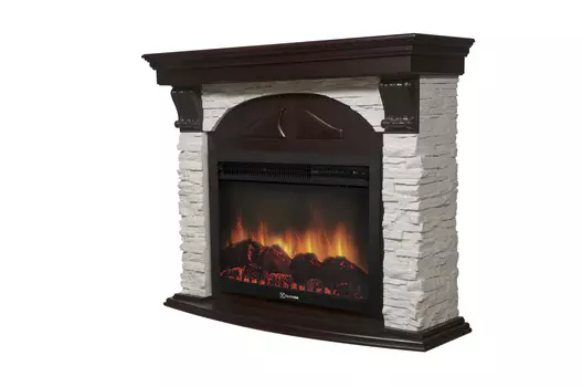 Камин Electrolux EFP/P-3020LS с порталом Torre 30S камень белый, шпон темный дуб