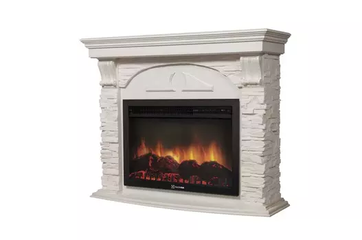 Камин Electrolux EFP/P-3020LS с порталом Torre 30S камень белый, шпон белёный дуб