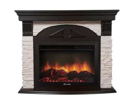 Камин Electrolux Sphere Plus EFP/P-2720RLS с порталом Torre 25S камень белый, шпон венге