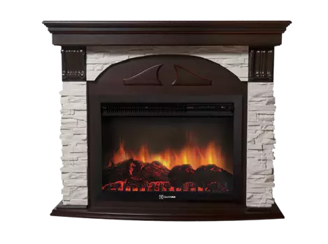 Камин Electrolux Sphere Plus EFP/P-2720RLS с порталом Torre 25S камень белый, шпон темный дуб