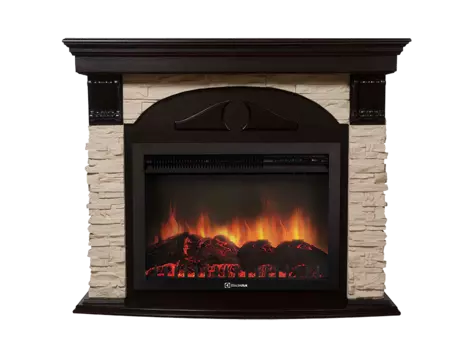 Камин Electrolux Sphere Plus EFP/P-2720RLS с порталом Torre 25S камень слоновая кость, шпон венге