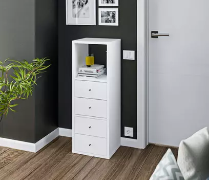 Стеллаж Кито СБ-3240 с ящиками Белый