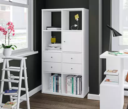 Стеллаж Кито СБ-3242 Белый с ящиками