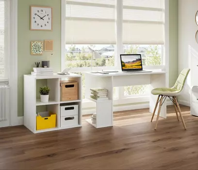 Комплект Кито (стол и стеллаж), белый