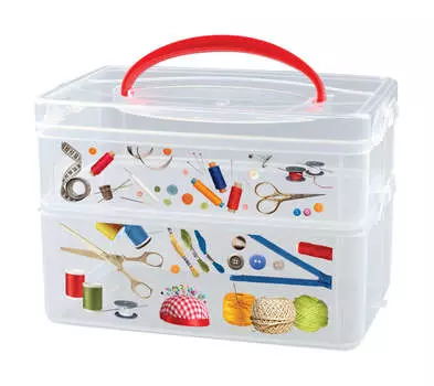 КОРОБКА УНИВЕРСАЛЬНАЯ С РУЧКОЙ И ДЕКОРОМ "MULTI BOX" 2 СЕКЦИИ, 245Х160х165 ММ, (2Л+3Л)