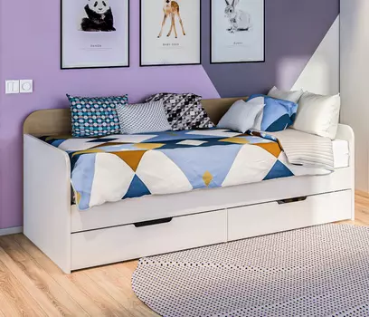 Кровать Мальта СБ-3297 Белый,Дуб Гамильтон