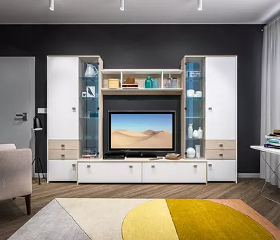 Магия СБ-2497/1 Стенка Дуб Санремо/Белый