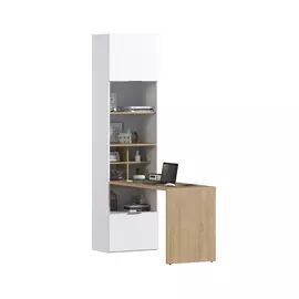 Мальта СБ-3261 Стеллаж со столом Белый,Дуб Гамильтон/МДФ Белый