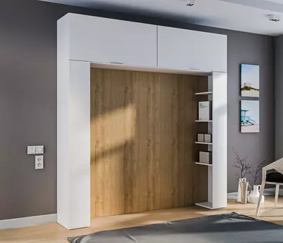 Мальта СБ-3266 Секция для кровати Белый,Дуб Гамильтон/МДФ Белый