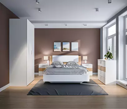 Мальта Спальня (шкаф, кровать, 2 тумбы, комод)