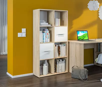 Стеллаж Мамбо СБ-3214 Дуб Сонома/Белый