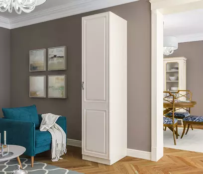 Шкаф 1 дверный Гранд / Ливерпуль СБ-3510 Дуб Приморский Белый/МДФ Классика Светлый