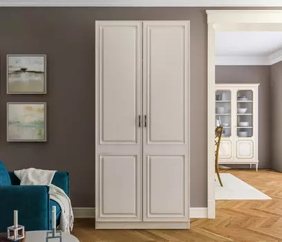 Шкаф 2 дверный Гранд / Ливерпуль СБ-3506 Дуб Приморский Белый/МДФ Классика Светлый