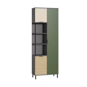 Шкаф комбинированный Марвэл 13.22, темно-серый, сатин, плэйн, дымчатый зеленый