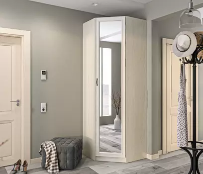 Шкаф угловой Гранд / Ливерпуль СБ-3507 Дуб Приморский Белый/МДФ Классика Светлый