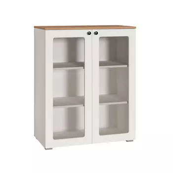 Шкаф-витрина Остин 16.394.01, белая шагрень, дуб золотой крафт