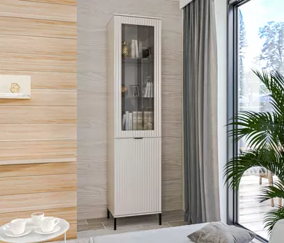 Шкаф-витрина Турин СБ-3567 Кашемир серый/МДФ Кашемир