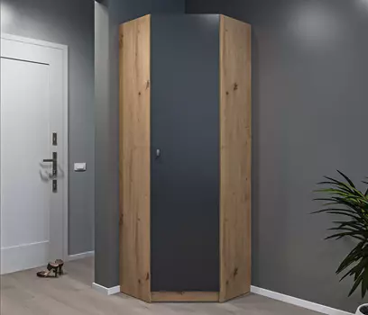 Шкаф угловой Сидней СБ-2589 Дуб дикий/Диамант серый