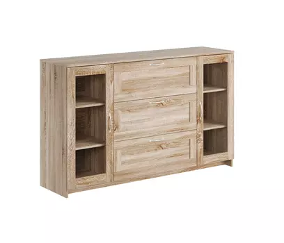 СИРИУС тумба 2 двери со стеклом и 3 ящика 156х95 RU