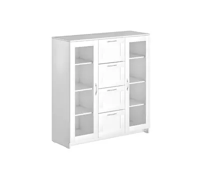 СИРИУС тумба 2 двери со стеклом и 4 ящика 117х123 RU