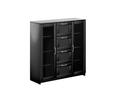 СИРИУС тумба 2 двери со стеклом и 4 ящика 117х123 RU