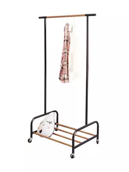 Стойка для одежды UniStor ALLEN передвижная на колёсиках с подставкой для обуви. Имтация под дерево.