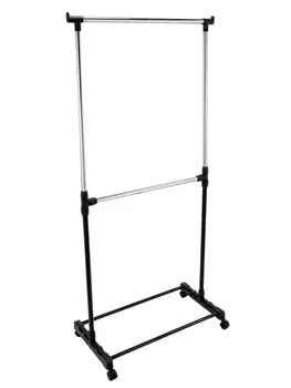 Стойка для одежды UniStor CHIEF передвижная, с дополнительной перекладиной, на колёсиках с регулировкой по высоте.