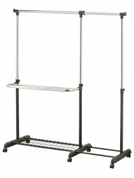 Стойка для одежды UniStor YUKON раздвижная, с дополнительной перекладиной для брюк и полкой для обуви.