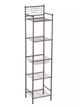 Стойка-стеллаж для кухни UniStor VERONA, ванной комнаты и гостиной 4 полки и корзинкой.