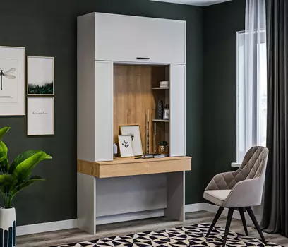 Стол с надстройкой Милан СБ-3267 Серый,Дуб Гамильтон/МДФ Светло серый