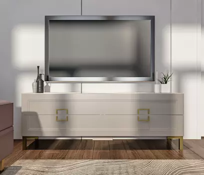 Тумба под телевизор Ассоль СБ-3433 Кашемир серый/МДФ Кашемир