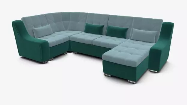 Угловой диван Аджио П-образный с подлокотниками, велюр