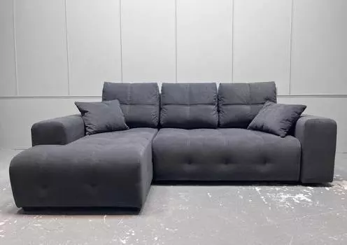 Угловой диван Бруно с оттоманкой слева, велюр