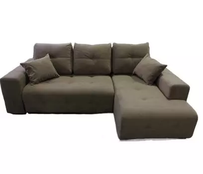 Угловой диван Бруно с оттоманкой справа, велюр