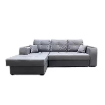 Угловой диван Леонардо с оттоманкой слева, велюр formula 973