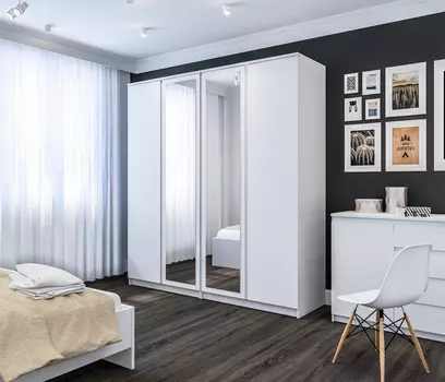 Шкаф 2-х дверный с зеркалом Веста СБ-2259