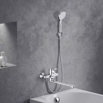 489500000 Смеситель для ванной и душа с длинным изливом и душевым набором