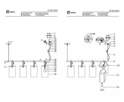 673015604 Тетро 4*40W E27 220 V люстра De Markt