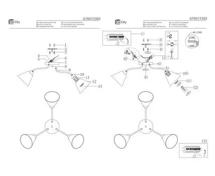676015303 Нежность 3*60W E27 220 V люстра De city