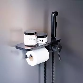 773500300 Смеситель, монтируемый в стену с гигиеническим душем и полкой