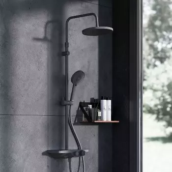 947760300 Душевая система с ванно-душевым термостатическим смесителем-полкой