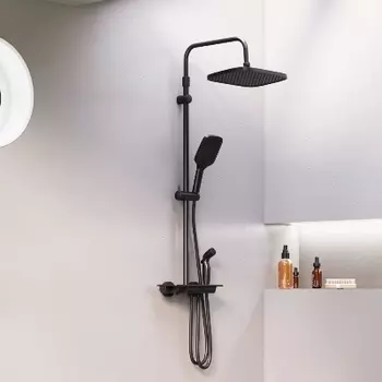 953770300 Душевая система с ванно-душевым термостатическим смесителем-полкой и гигиеническим душем