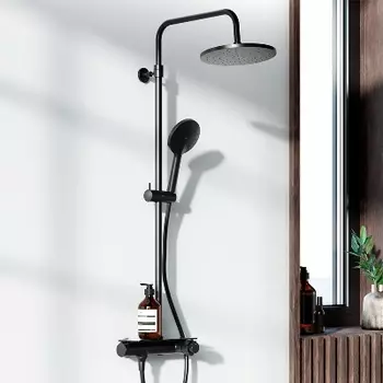 977750300 Душевая система с душевым термостатическим смесителем-полкой