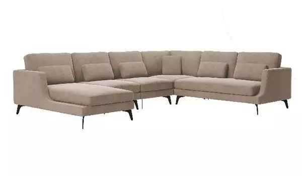 Albert диван угловой с шезлонгом, бархат пепельно-бежевый 25